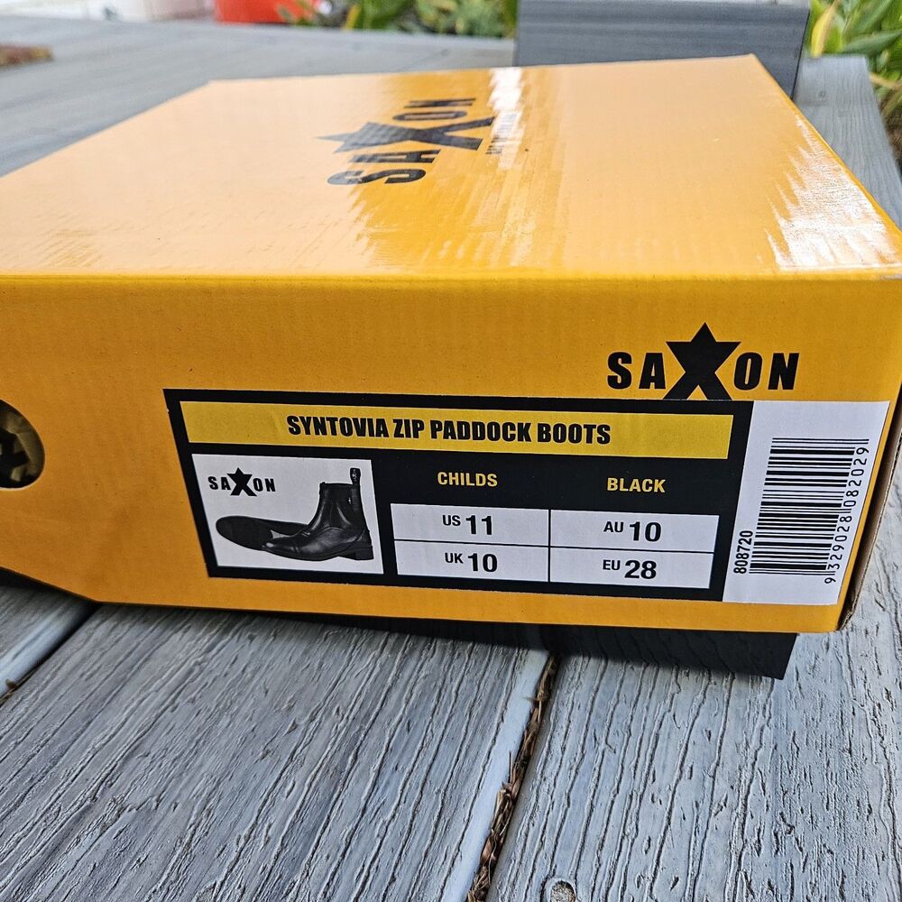 NIB SAXON Syntovia Zip Paddock Boots CHILDS KIDS Ridding Black Sz US 11 / EU 28 - Picture 7 of 7